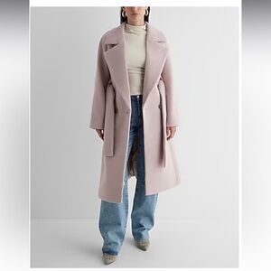 Blush Faux Wool Double Breasted Wrap Coat
